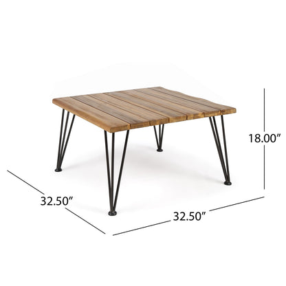 ZION Industrial Wood & Metal Coffee Table - Teak Finish