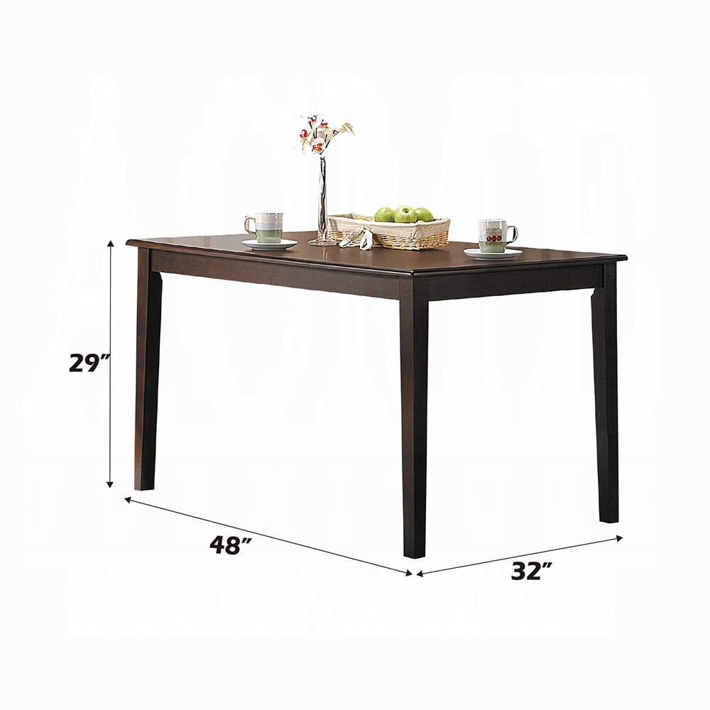 Espresso Rectangular Dining Table for Kitchen and Dining Room, 4 Seat Wood