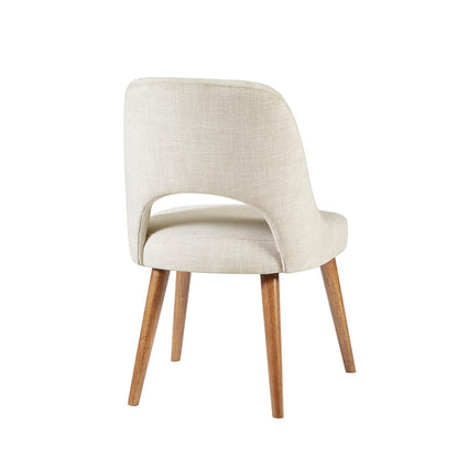 Cream Polyester Dining Chairs Set of 2