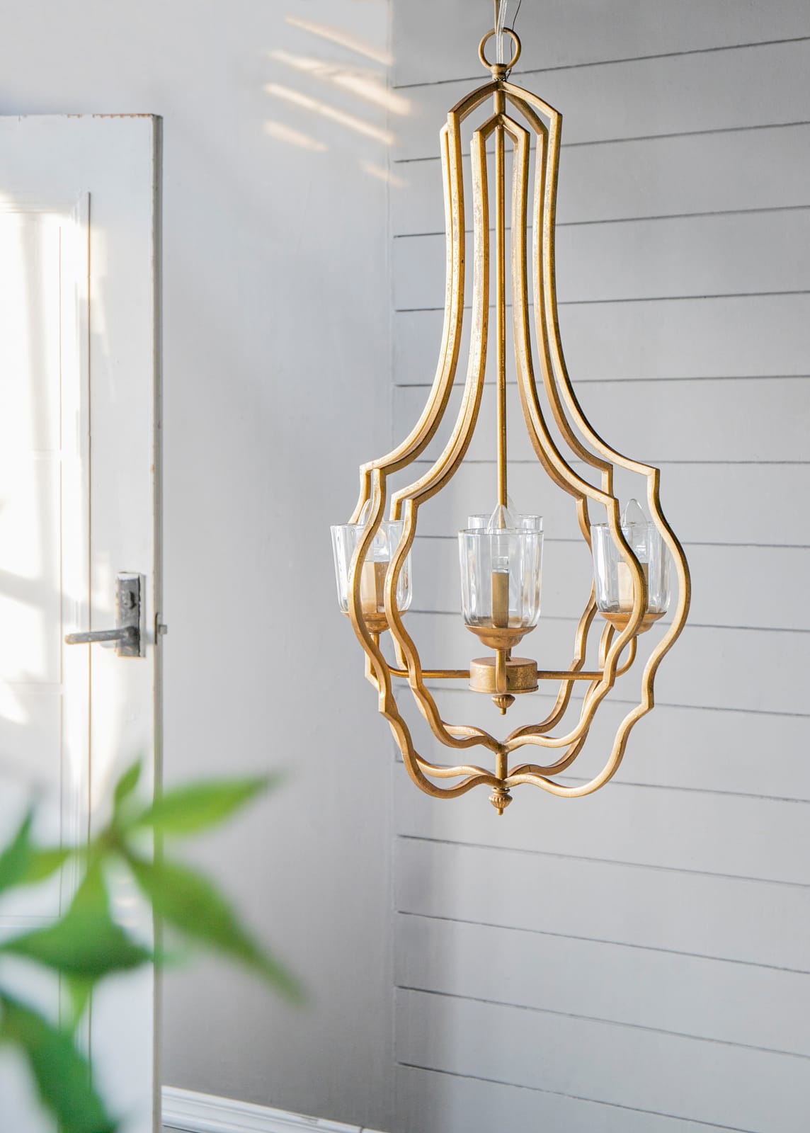Gold Iron Chandelier - 4 Light Hanging Fixture