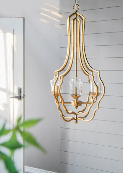 Gold Iron Chandelier - 4 Light Hanging Fixture