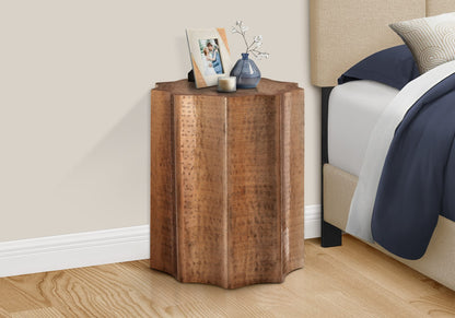 22" Copper Metal Drum Table - Boho Accent Table
