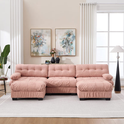U-Shaped Sectional Sofa - Pink Cloud Comfort, 5 Seat