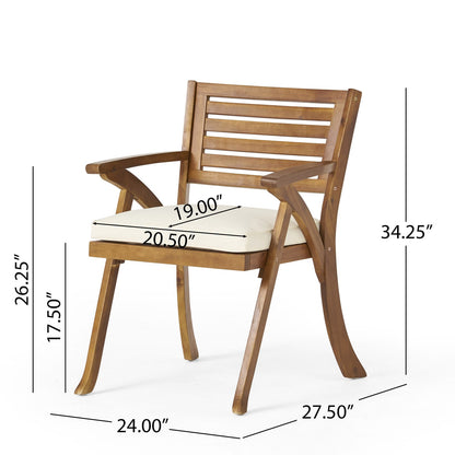 Cream Teak Acacia Wood Patio Dining Set 3 Pieces