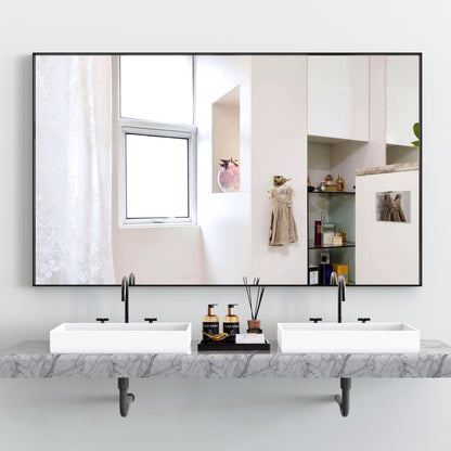 60x36" Oversized Bathroom Mirror - Black Aluminum Frame
