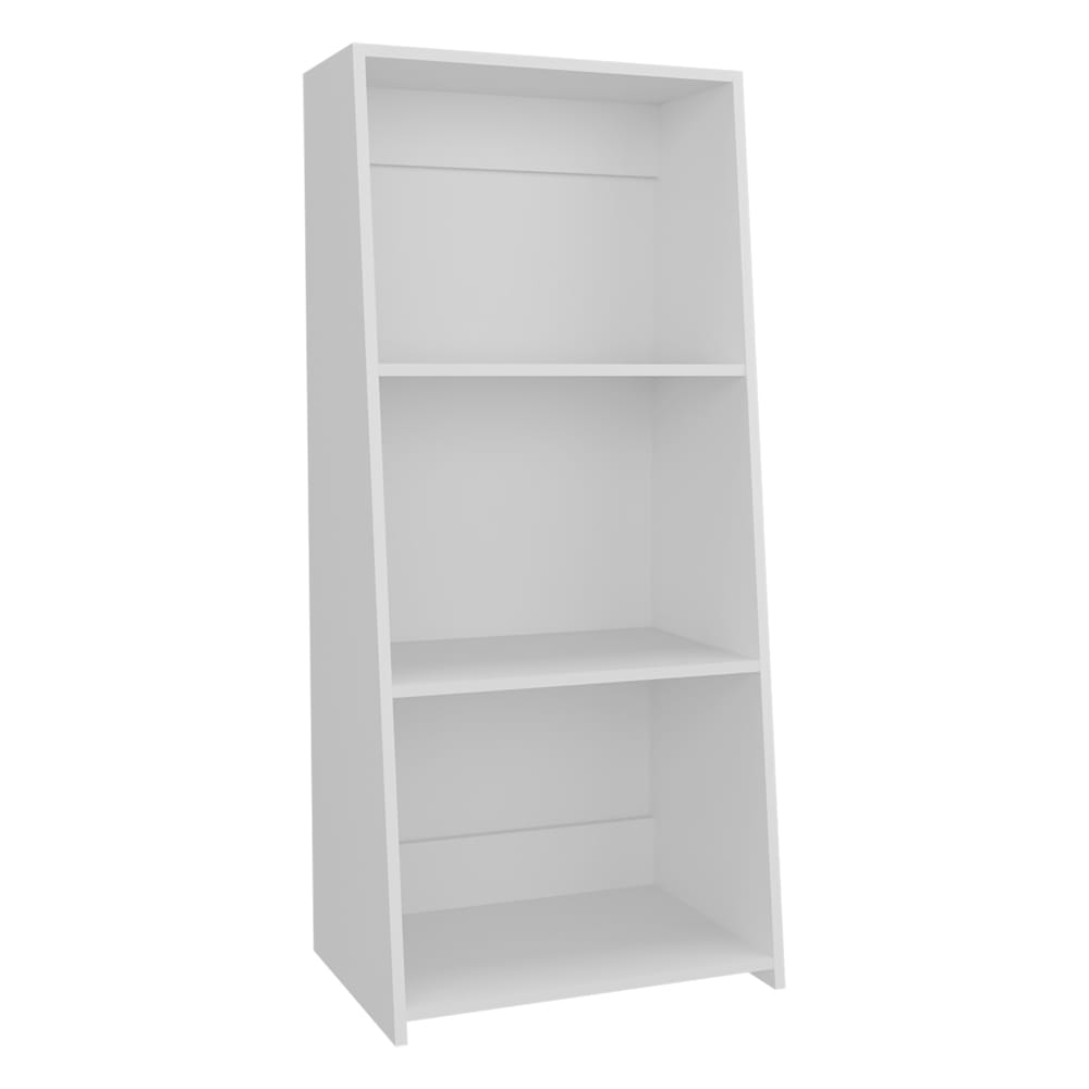 White Engineered Wood Bookshelf - 3 Shelves for Living Room
