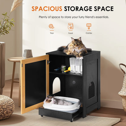 Hidden Cat Litter Box Enclosure - Black