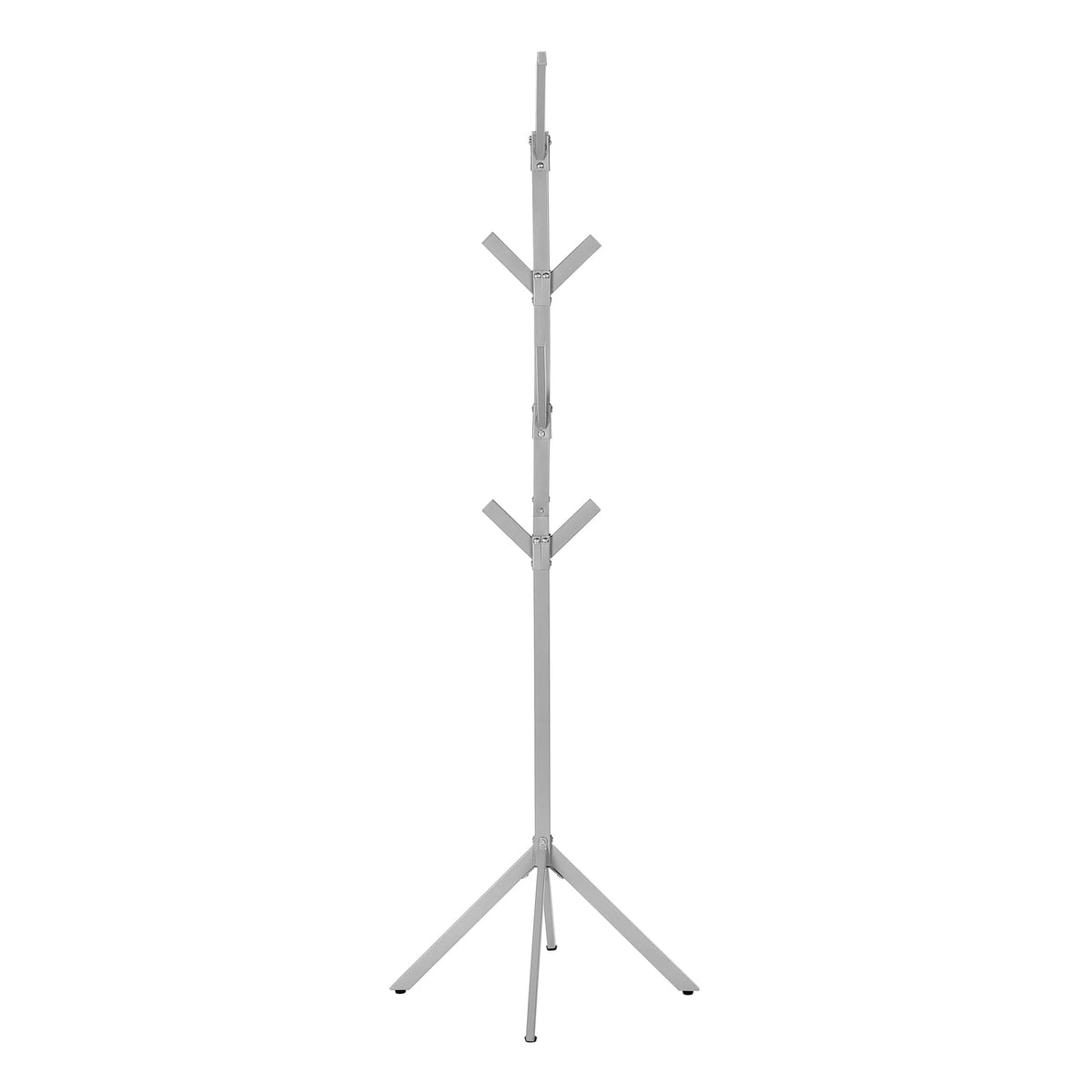 Silver Metal 4-Tier Coat Rack - 8 Hooks for Living Room