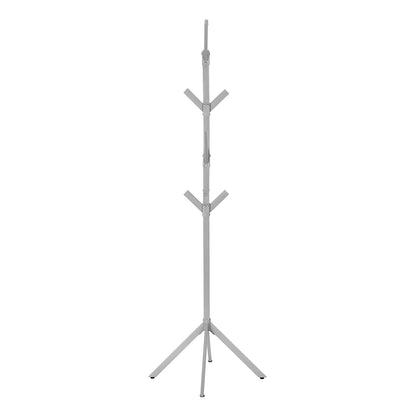 Silver Metal 4-Tier Coat Rack - 8 Hooks for Living Room