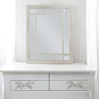 Silver Rectangular Vanity Mirror with Storage