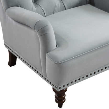 Luxurious Gray Velvet Accent Chair - Classic Modern Design