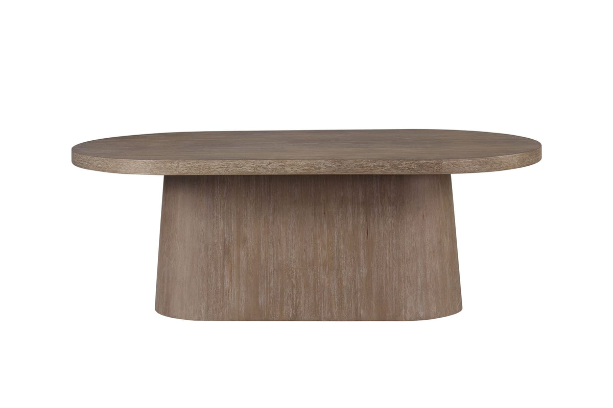 Oval Brown Solid Wood Dining Table with Sculpted Pedestal for Living Room