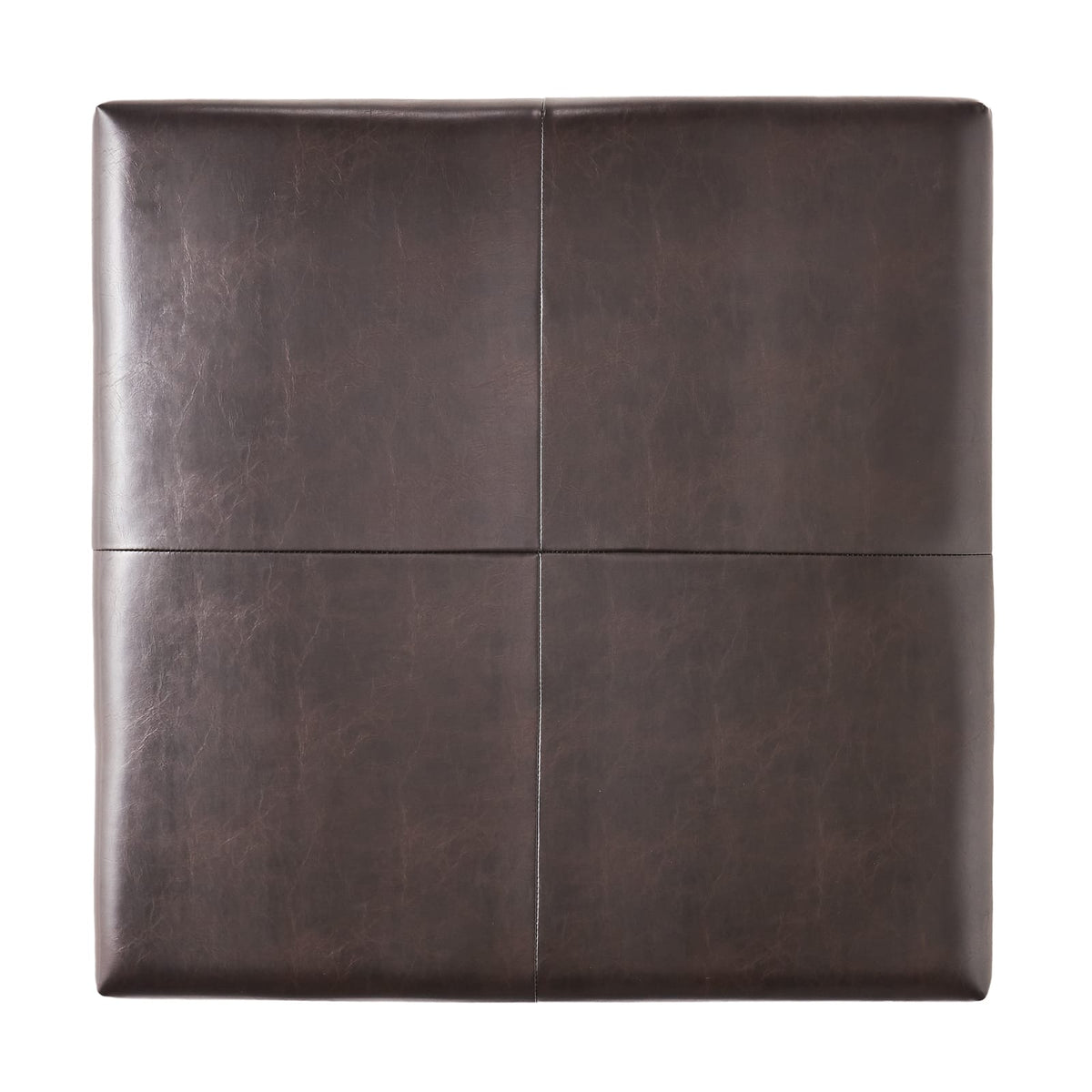 Brown Faux Leather Ottoman - 35" Square Footrest