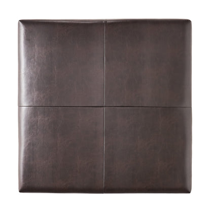 Brown Faux Leather Ottoman - 35" Square Footrest