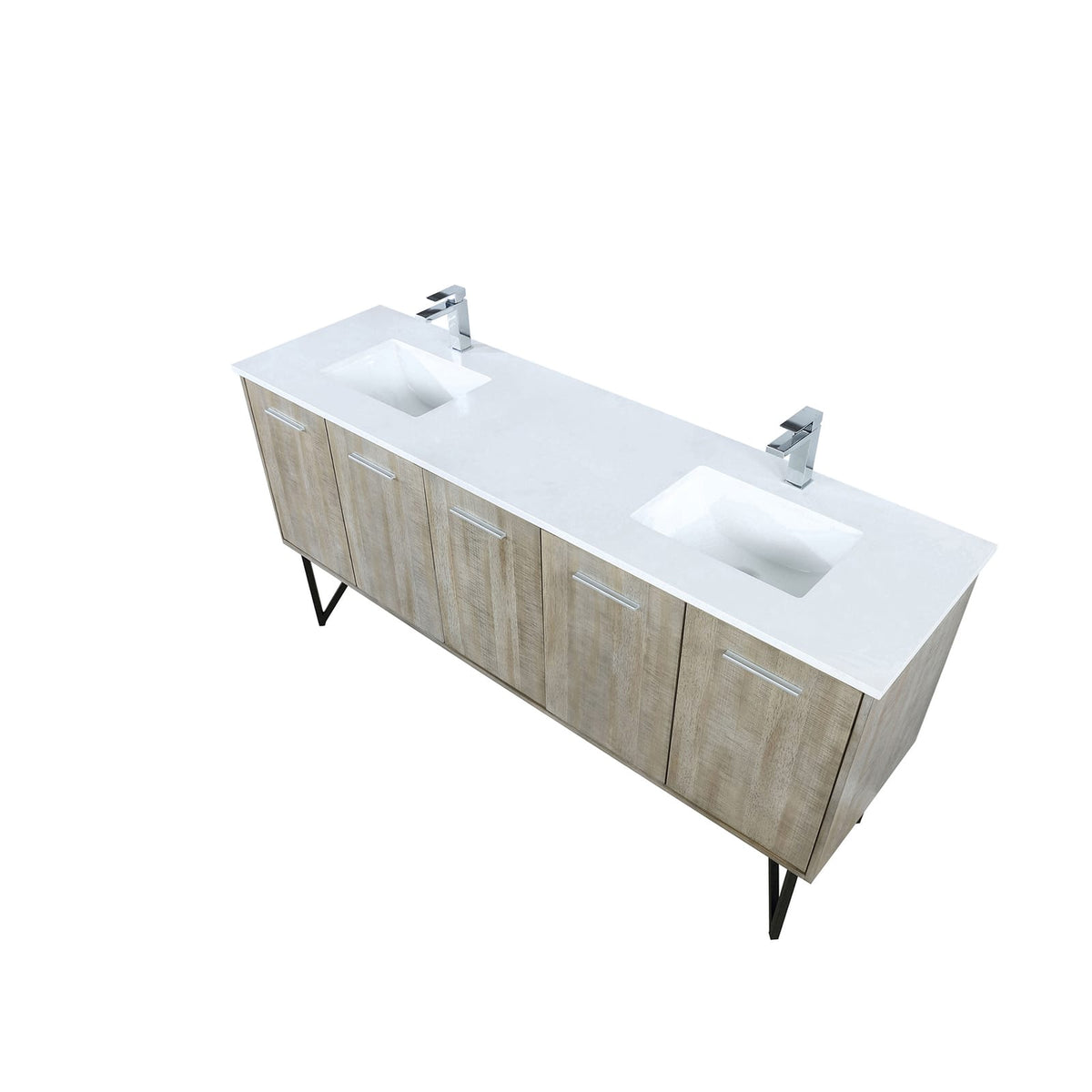 Acacia Wood Double Bathroom Vanity 72" with Marble Top