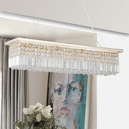 Gold Rectangle Chandelier - Modern Raindrop Lighting