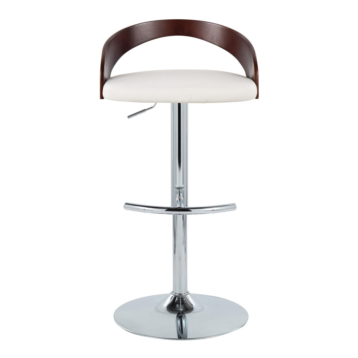 Adjustable Barstool Set - Mahogany PU Leather, Swivel & Chrome Base