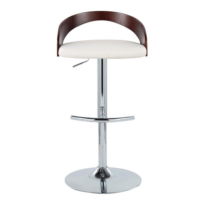 Adjustable Barstool Set - Mahogany PU Leather, Swivel & Chrome Base