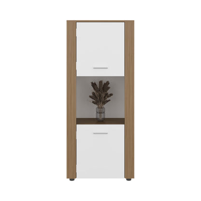 Natural Oak Vertical Storage Cabinet - 3 Shelves for Living Room