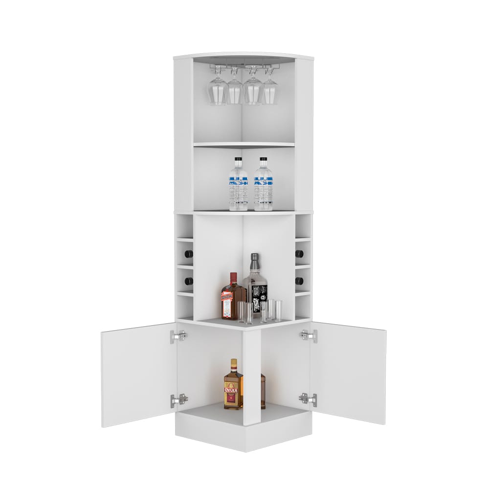 White Corner Bar Cabinet - 18.5" x 18.5" Storage for Living Room