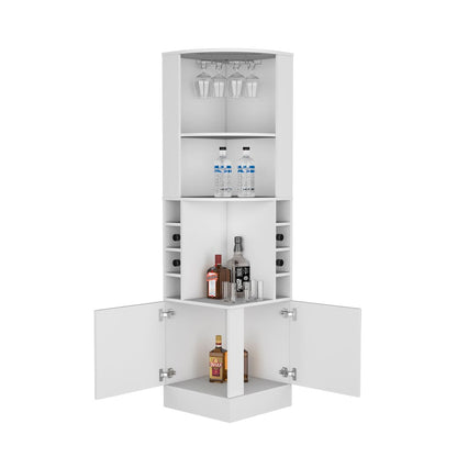 White Corner Bar Cabinet - 18.5" x 18.5" Storage for Living Room