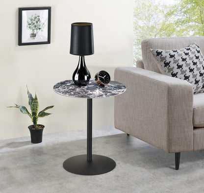 17.5" Black Glass End Table - Modern Accent Table for Living Room