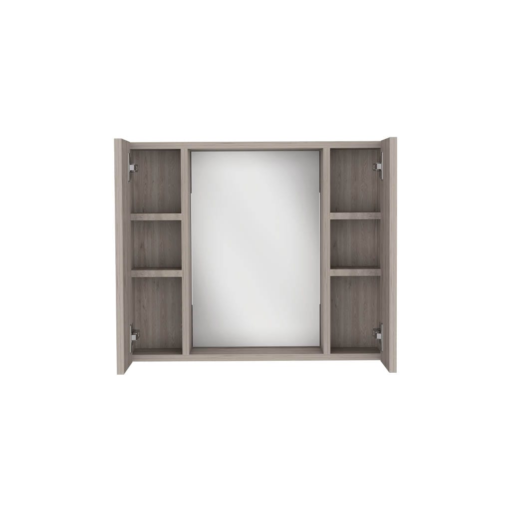 Light Gray Bathroom Storage Cabinet with Mirror
