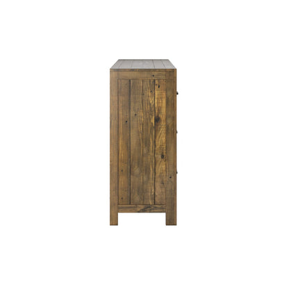 63" Brown Wood Dresser with 7 Drawers for Bedroom