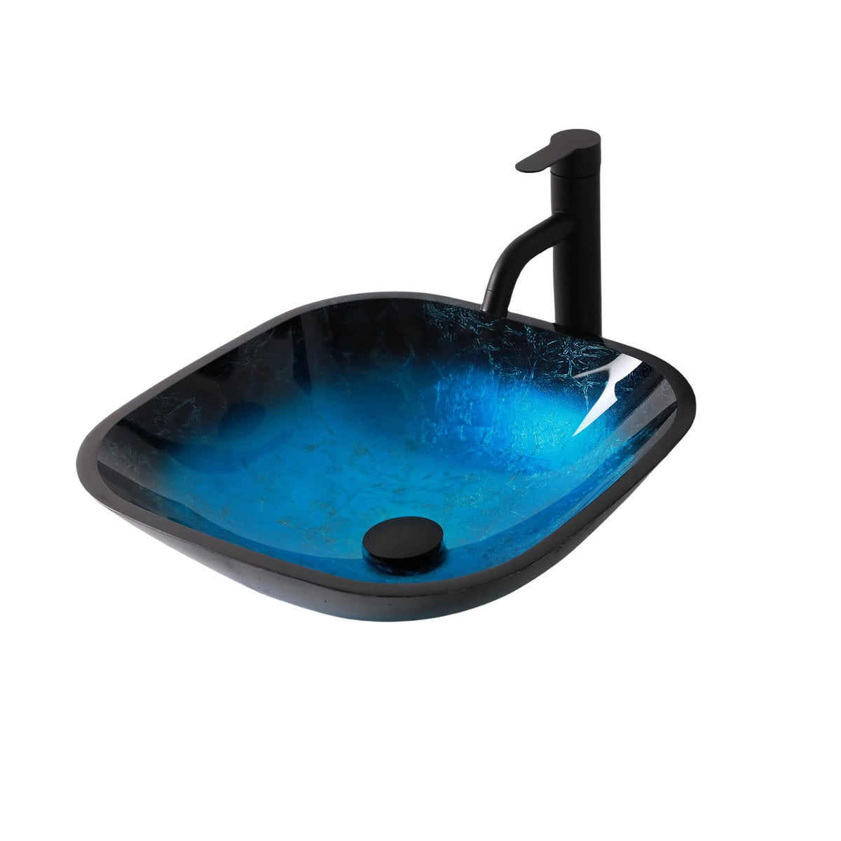 Blue Tempered Glass Vessel Sink Bathroom Vanity Upgrade