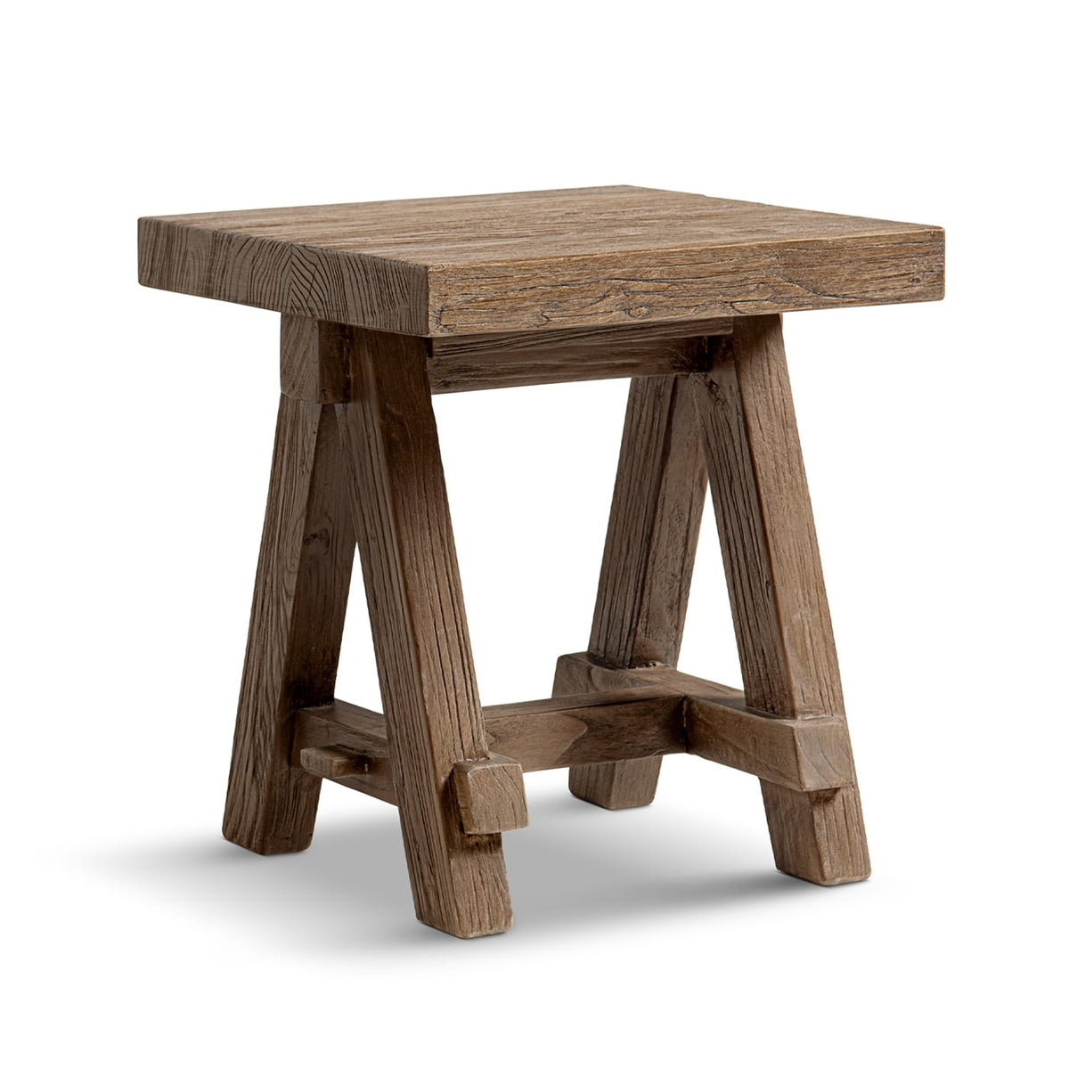 Hawthorne 18" Square Reclaimed Elm Trestle Side Table - Brown