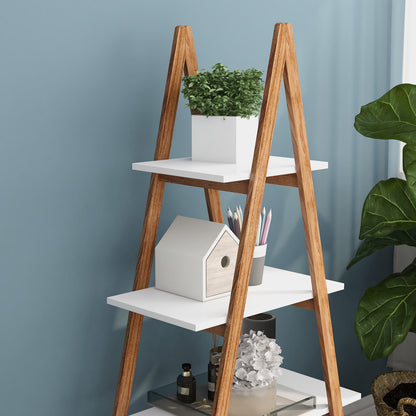 Solid Bamboo Oxford "A" Frame Ladder Bookshelf - White