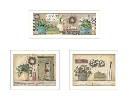 Large Garden Bath Wall Art - White Framed Poster