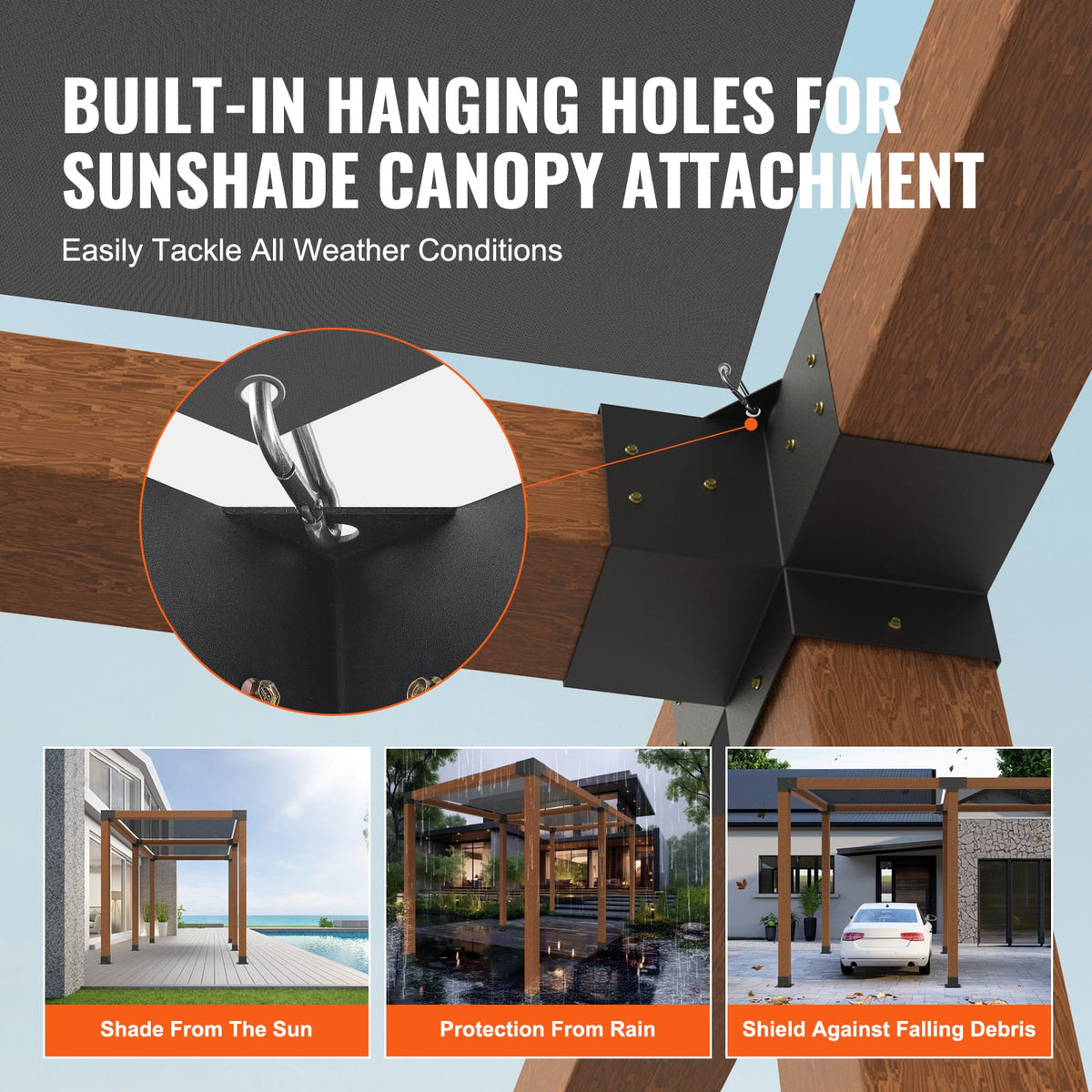 Heavy Duty Pergola Brackets 6x6 - Carbon Steel Corner Post Supports