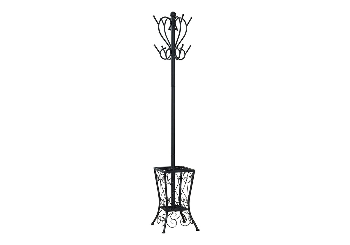 Black Metal Coat Rack with 8 Hooks - Entryway Hall Tree