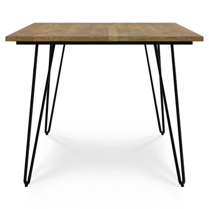Light Brown Metal & Wood Dining Table - 6 Person