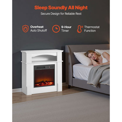 37 Inch Electric Fireplace Stove - Black White Steel