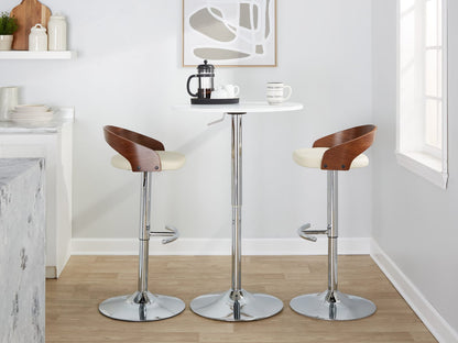 Walnut PU Leather Barstool Set for Dining Room with Swivel