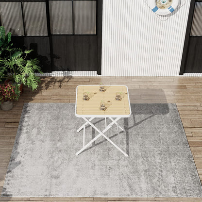 Khaki White Folding Square Table - Outdoor Patio Table