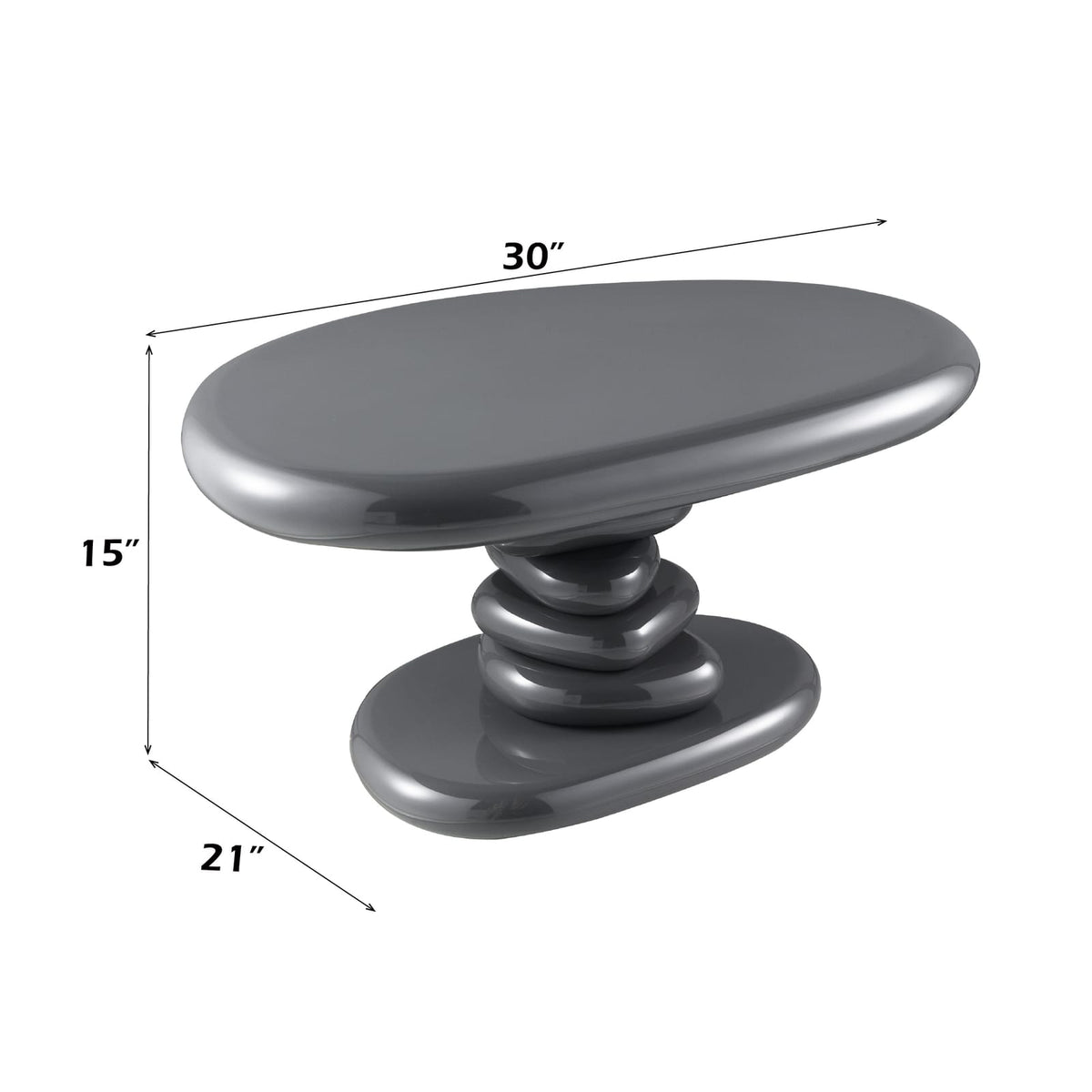 Gray High Gloss End Table - 21" x 30" for Living Room