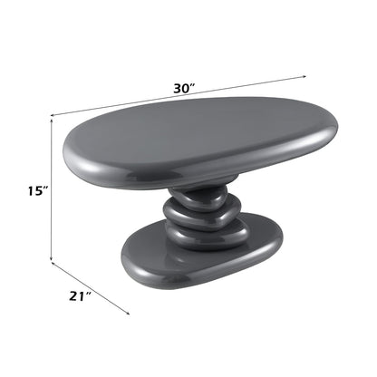 Gray High Gloss End Table - 21" x 30" for Living Room