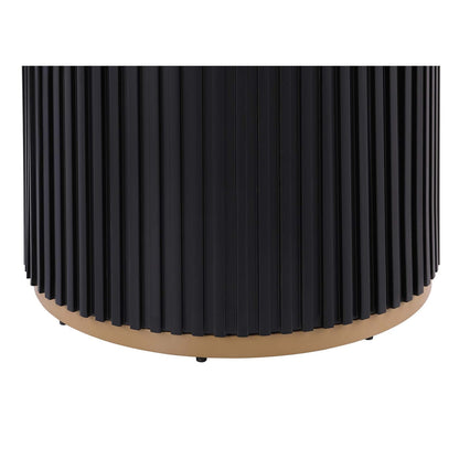 46 Inch Round Faux Marble Dining Table, Black Wave Metal Base - Accommodates 4 People