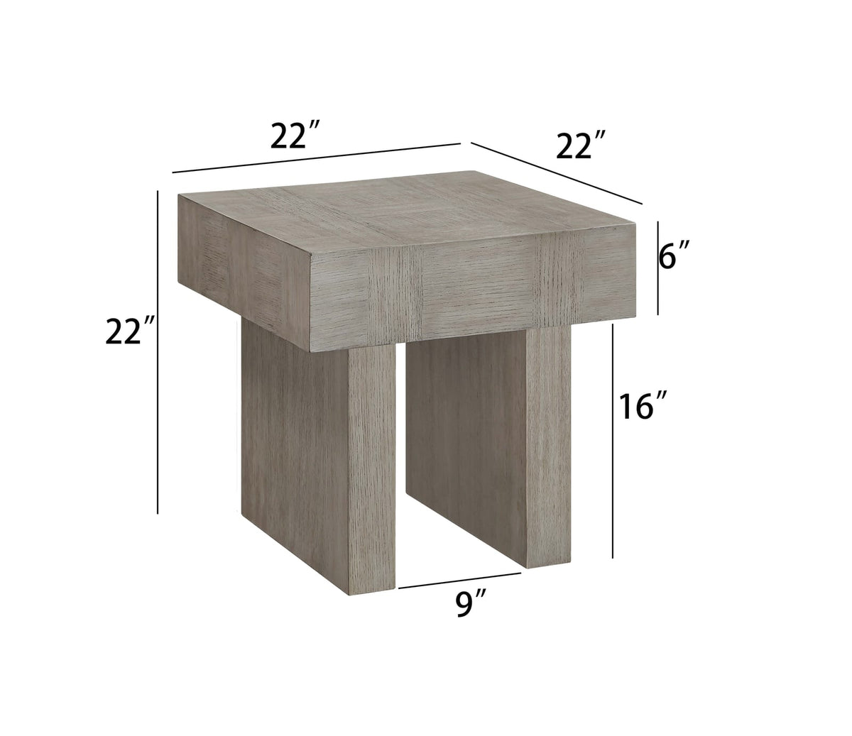 Contemporary Brown Gray End Table - Modern Square Wood Table