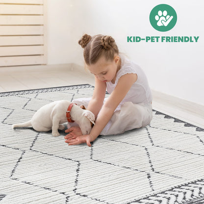 Cream Polypropylene Area Rug - 2x3 Feet