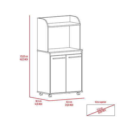 Rockford Kitchen Cart - White Open Shelf Cabinet
