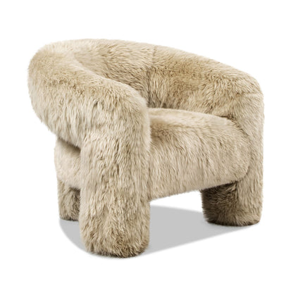 Avalon Sheepskin Accent Chair - Natural Blonde Fur, 35" for Living Room