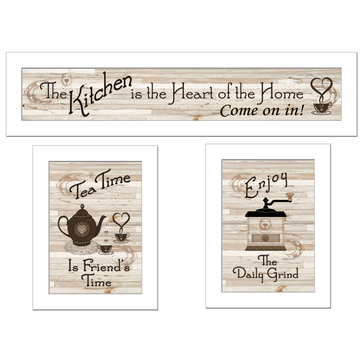 White Framed 3 Piece Kitchen Vignette