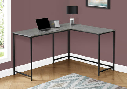 L-Shaped Grey Computer Desk - Corner Office Workstation
