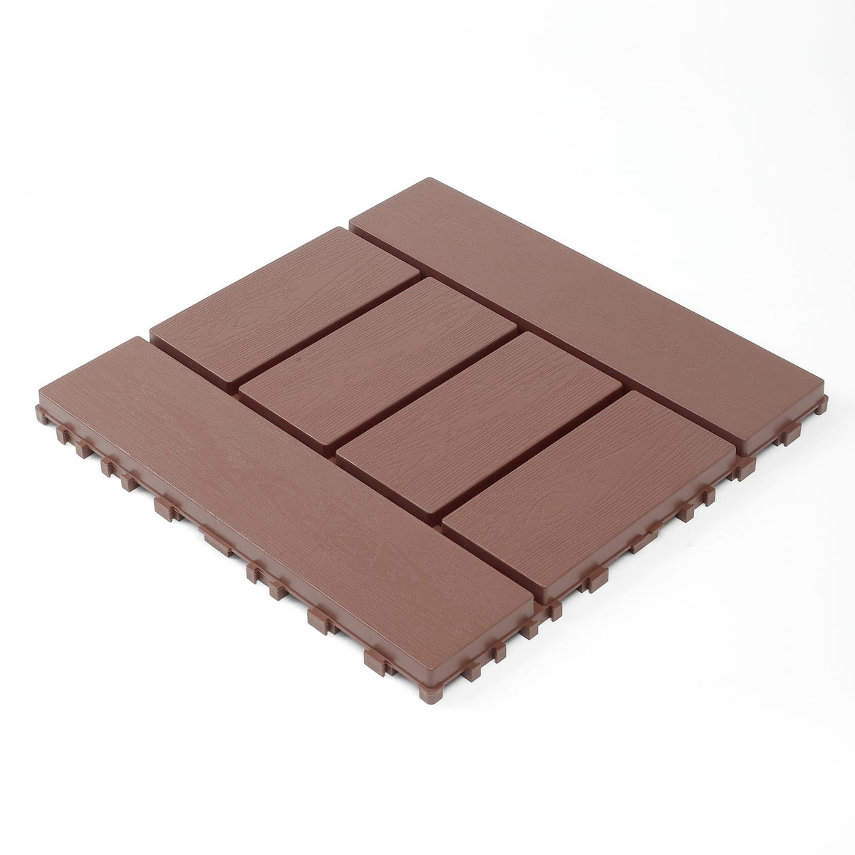 12 Inch Red Brown Polypropylene Deck Tiles - Garden Patio
