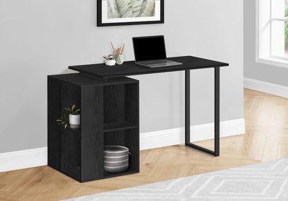 Black Computer Desk with Storage Shelves - 55" Workstation
