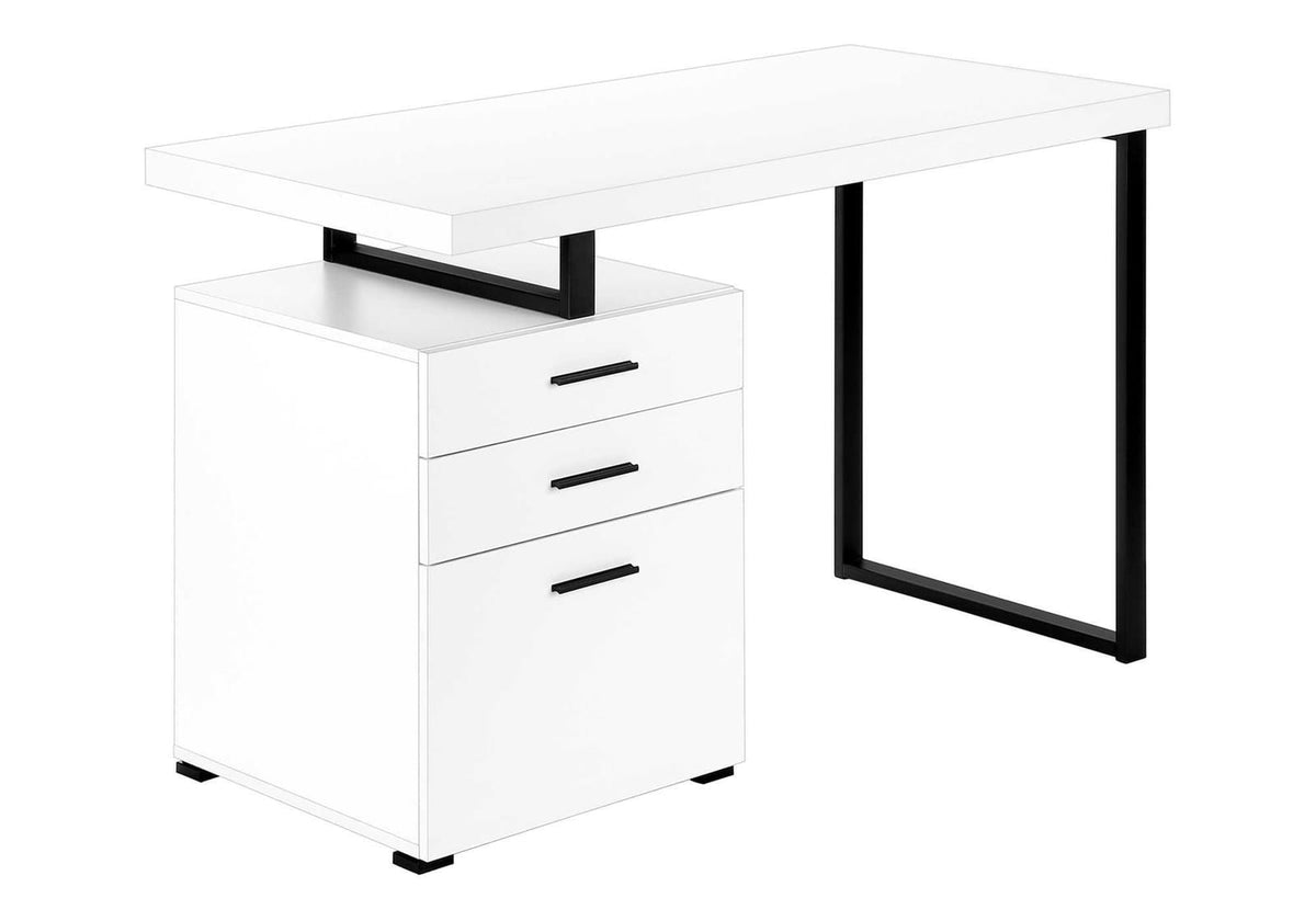 48" White Computer Desk with Storage Drawers